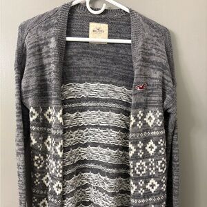 Hollister Women's Gray and Cream Cardigan